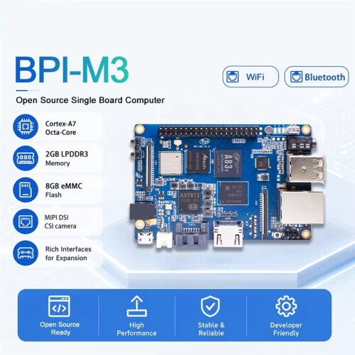 Para Banana Pi BPI M3 Single Board Computer 2+8G para Allwinner A83T Octa-Core Open Source Hardware Development Board 1