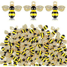 160 Pcs Cute Metal Bee Charms for Jewelry Making - Bulk Rhinestone Pendants for DIY Crafts, Bracelets, Necklaces