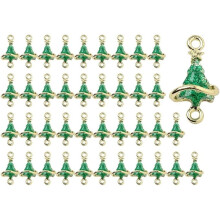 Double Drop Christmas Tree Charms, 40PCS Alloy Pendant for DIY Making Festive Xmas Tree Charms, DIY Green