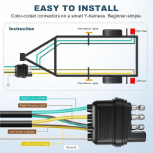 Cablaggio per Rimorchio A 4 Pin da 7,6 M (25 Piedi), Kit di Cablaggio Impermeabile per Rimorchio con Cavi In Rame da 18 AWG e Guaina Intrecciata In