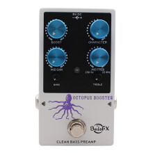 Fanmuzk Octopus Booster Bass Preamp 3-Pasmowy Korektor do Gitary Basowej, Harmoniczne, Bogate i Czyste Brzmienie, Pedał Basowy Octopus Booster