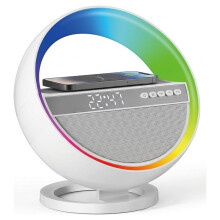 6-in-1 LED Digital Alarm Clock with Wireless Charging, 5.3 Speaker,USB & TF Card Support, Desk Lamp for Home