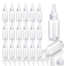Set of 20 Clear 30ml Squeeze Paint Bottles (Includes Mixing Beads and 10 Funnels) - for Hand Painting and Paint Storage