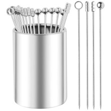 Juego de Palillos Reutilizables para Cócteles (con Soporte) - para Frutas y Aperitivos en Bares y Reuniones en Casa