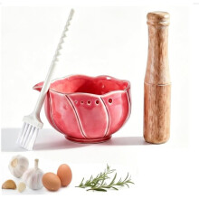 1set Ceramic Garlic Grater & Stripper Bowl - for Garlic, Ginger and Baby Foods,Garlic Grating Bowl A