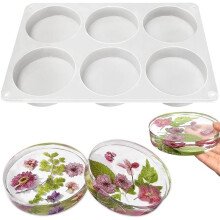 6-Cavity Deep Round Coaster Molds, 4 Inches Coaster Silicone Molds for Epoxy Resin, Coaster Resin Molds for Preservation