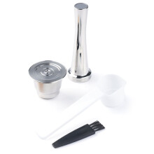 Stainless Steel Reusable Coffee Capsule Pods Single Hole Refillable for Coffee Filter Cup Tamper Espresso