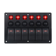 Autoschakelaarpaneel met Sticker, 6-Voudig Maritiem Tuimelschakelaarpaneel, Auto-Onderdelen, Waterdicht, LED-Verlichting