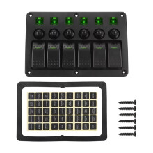 Car Panel with Sticker 6 Gang Marine Rocker Panel Auto Replacement Parts Waterproof LED Light Green