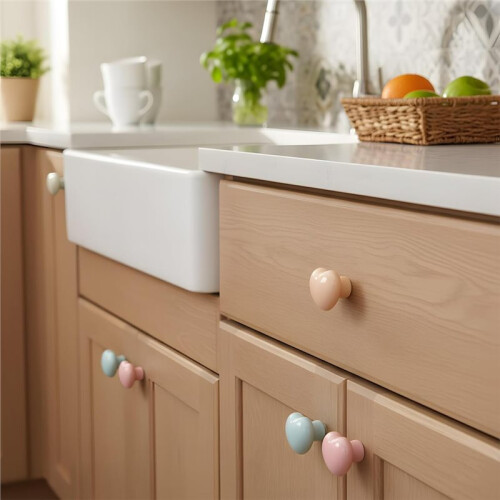 15 PCS Heart-Shape Ceramic Cabinet Knobs Random Color Drawer Dresser Pull Handles