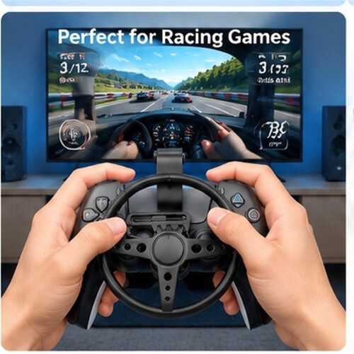 Universal Racing Steering Wheel Attachment for PS5 Controllers, Driving Simulator for Realistic Racing Gameplay, 1PC A 1