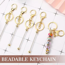 25 Pcs Beadable Keychain Bar,Keyrings for Crafting DIY Project, Bulk Gifts for Women Men, Bags Backpacks or Purses Decor