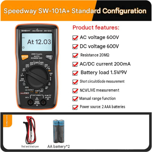 SWEVY Digital Multimeter Counts Pocket Voltmeter AC& Voltage Current Resistance Capacitance Tester with NCV, Firewire 101A+ 1