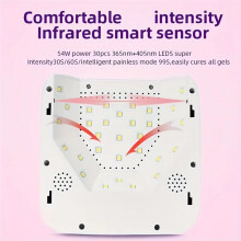 54W Cordless UV LED Nail Lamp with 30 Bead Rechargeable Professional Nail Dryer with 3 Timer Settings for Home Salon EU