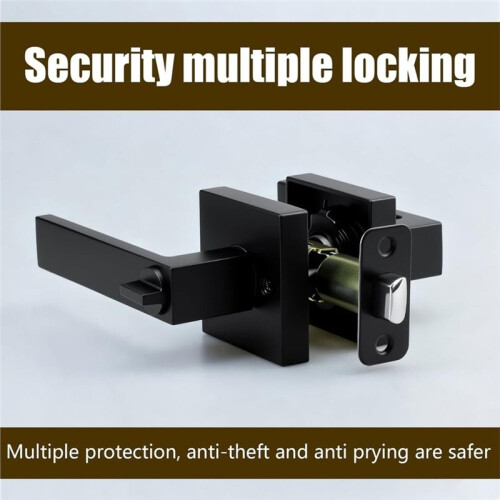 Interior Door Knobs Matte Black, Keyless Push Button Lock Door Handles with Lock for Bedroom Bathroom, for Left Right 1