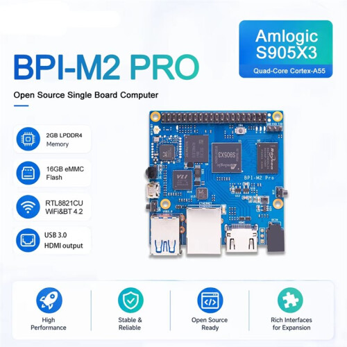 For Banana PI BPI-M2 Pro Amlogic S905X3 Quad Core Processor 2GB+16GB Raspbian Image Support Electronic Control Board 2