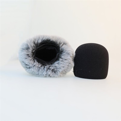 Wireless Furry Mic Windshields & Foam Cover Set Windproof Lavalier Mic Windscreen for Clearer Voice Filter Effect 1