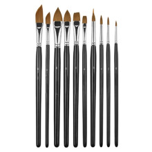 10pcs Watercolor Brush Set - Professional Artist Paint Brushes for Watercolor, Gouache, Acrylic, Ink & Detail Work