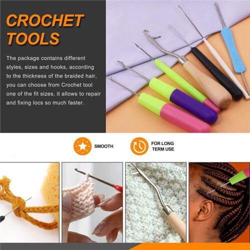 49Pcs Dreadlocks Crochet Hook Tools Kit Hair Braid & Interlocking Tool Set with Rings & Strings for Locs Crafting 1
