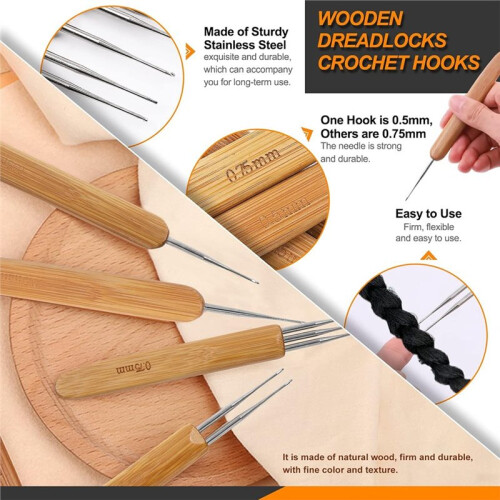49Pcs Dreadlocks Crochet Hook Tools Kit Hair Braid & Interlocking Tool Set with Rings & Strings for Locs Crafting 2