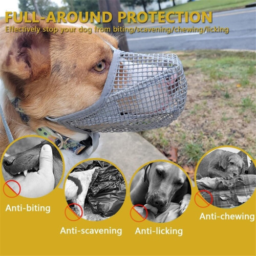 Soft Mesh Dog Muzzle – Adjustable Anti-Eating Breathable Muzzle 1
