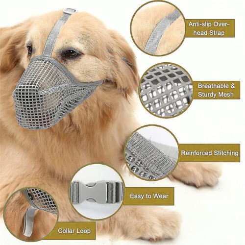 Soft Mesh Dog Muzzle – Adjustable Anti-Eating Breathable Muzzle 2