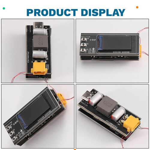 Módulo de Carregamento Rápido PD 140W para Baterias de Lítio 2-6S, Placa Principal Buck-Boost para Power Bank com Tela TFT de 0,96 Polegadas e 1