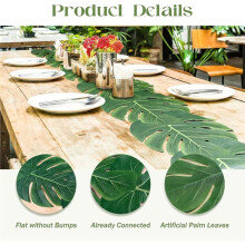 4 Chemins de Table Artificiels en Feuilles de Palmier, 183 cm (72 Pouces), Motif Tropical, Nappe en Fausses Feuilles pour Mariage