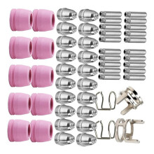 54Pcs AG60 SG55 Plasma Cutting Torch Consumables Kit Electrode Nozzle Ceramic Cup Plasma Cutter Replacement Parts Set