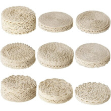 9pcs 6Yards/Rolls Beige Lace Ribbon Vintage Sewing Crochet Ribbon Trimming for DIY Scrapbooking Wedding Crafts Supply