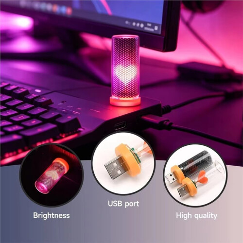 Lampada D'Atmosfera A Forma di Cuore USB per Auto, Plug And , Romantica, Decorativa, per Interni Auto e Casa A 2