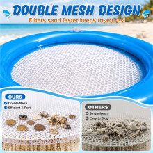 Conjunto de Peneira Inflável em Formato de Dente de Tubarão para Conchas, Fósseis e Areia de Praia. Peneira Flutuante com Malha de Peneiramento.