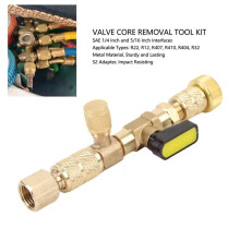 Set di Attrezzi per La Rimozione del Nucleo Della Valvola HVAC, Attacco Rapido SAE da 1/4" e 5/16", Compatibile con Refrigeranti