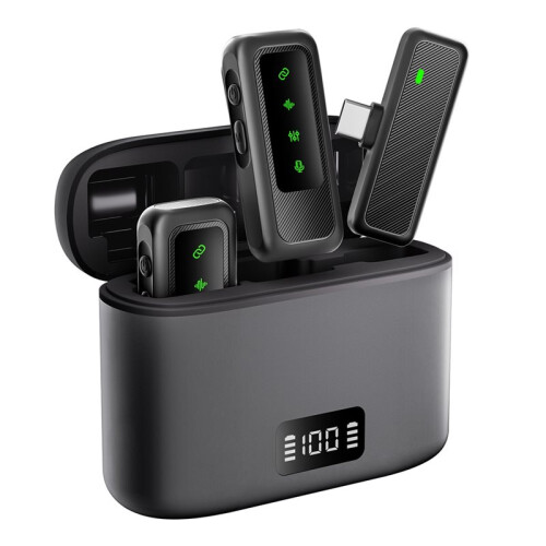 Microfono Lavalier Wireless, con Cancellazione del Rumore, 2 In 1, per Interfaccia per  e Dispositivi USB-C per  e per Android. 1