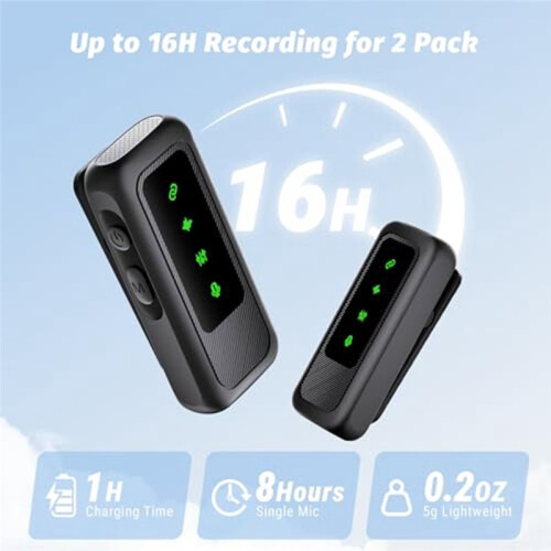 Microfono Lavalier Wireless, con Cancellazione del Rumore, 2 In 1, per Interfaccia per  e Dispositivi USB-C per  e per Android. 2