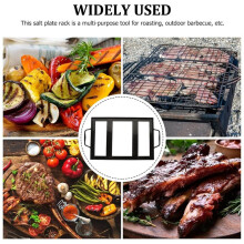 Salt Block Holder Rack 12.40X8.42In Metal Salt Plate Stand for Grilling Barbecue Cooking Accessories Outdoor Picnic BBQ