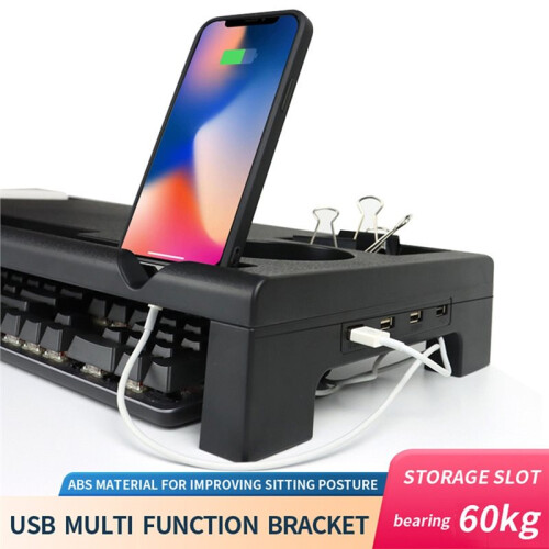 Multifunktionaler Computermonitorständer mit 3 USB-Anschlüssen und Desktop-Organizer