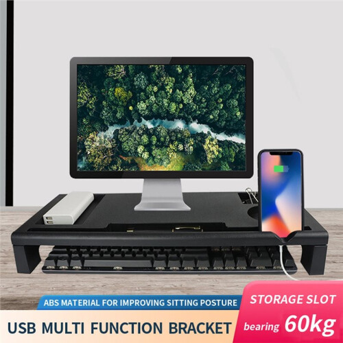 Multifunktionaler Computermonitorständer mit 3 USB-Anschlüssen und Desktop-Organizer 2