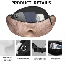 Funny PU Fake Belly Waist Bag Zipper Closure Dad Bag Funny Prank Fanny Pack for Party Gag Gift