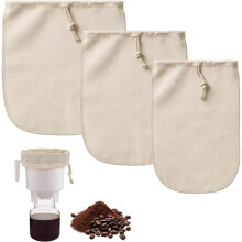 Organic Cotton Cold Brew Coffee Filter Bags for Toddy - Reusable & Eco-Friendly,3 Pack(7.9X11.8, 9.8X11.8, 12X12 Inches)