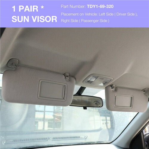 1Pair Left Right Driver Passenger Side Sun Visor TDY1-69-320 for  CX-9 CX9 2010-2015 Grey 1