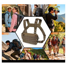 Nylon Vest, Shoulder Hook Vest, Chest Bag, Outdoor Camping Backpack, Hiking Organization B