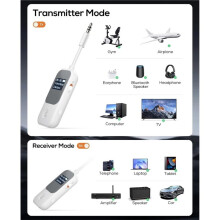 Transmitter Receiver with Screen, 2 AirPods/Headphones 2-in-1 Airplane Adapter, Low Latency