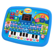 Miniatur-Simulationslaptop mit LED-Display, Musik, Lernspielzeug für Kinder, Blau