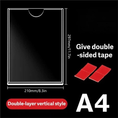 A4 Acrylic Wall Mount Frame, Double-Layer No-Drill Clear Photo Certificate Display Holder for Wall Horizontal & Vertical 1
