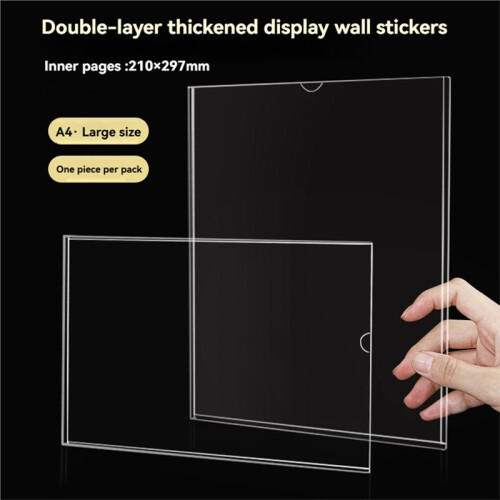 A4 Acrylic Wall Mount Frame, Double-Layer No-Drill Clear Photo Certificate Display Holder for Wall Horizontal & Vertical 2