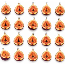 20PCS Miniature Half Cut Fig Charms for Diy Crafts Resin 3.7x2.9cm with Eye Pins for Dollhouse Micro Landscape Decor