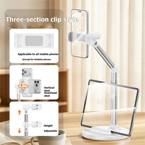 Mobile Phone Holder with Adjustable Height, Rotatable Multifunctional for Live Video Recording, Watching TV W 1