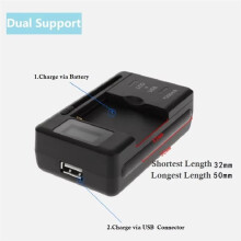 Universal Mobile Battery Charger LCD Indicator Screen with USB-Port for Cell Phone Chargers Battery Charging EU-PLUG