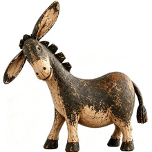 Rustic Donkey Figurine for Farmhouse Decor, Distressed Brown Western Statue, Vintage Farm Tabletop Ornament for Gift